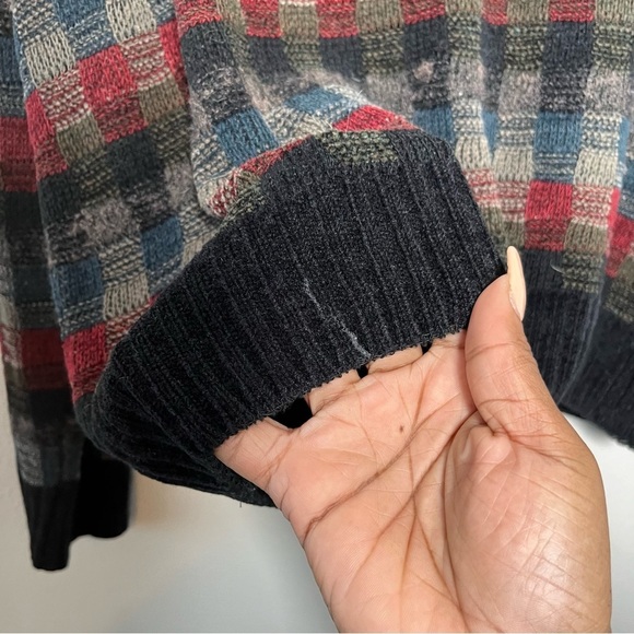 VTG Dockers Men Grandpa Sweater Medium Grunge Chenile Plaid Knit Crewneck - Picture 5 of 9